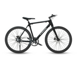 Side view of the sleek black VANPOWER City Vanture Ebike with a step-over frame.