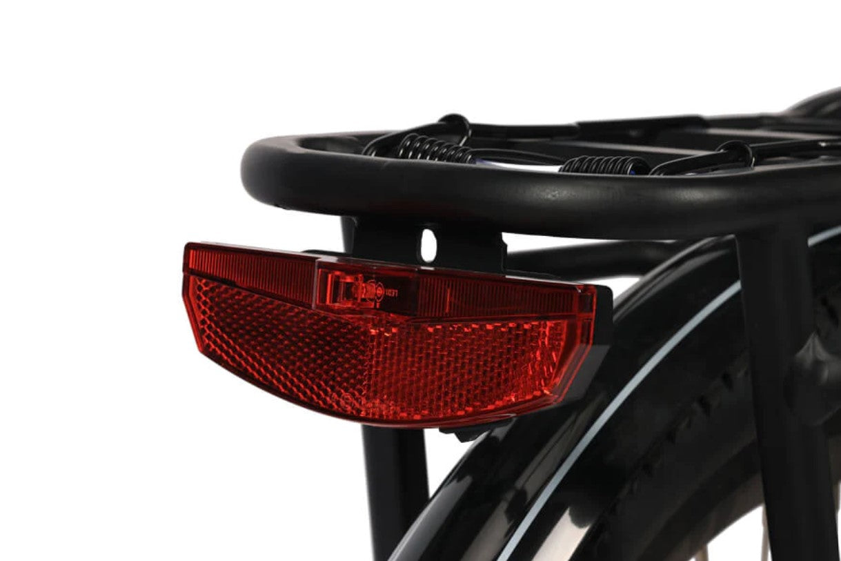 Close-up of the red reflector light on the Eskute Polluno Pro eBike.