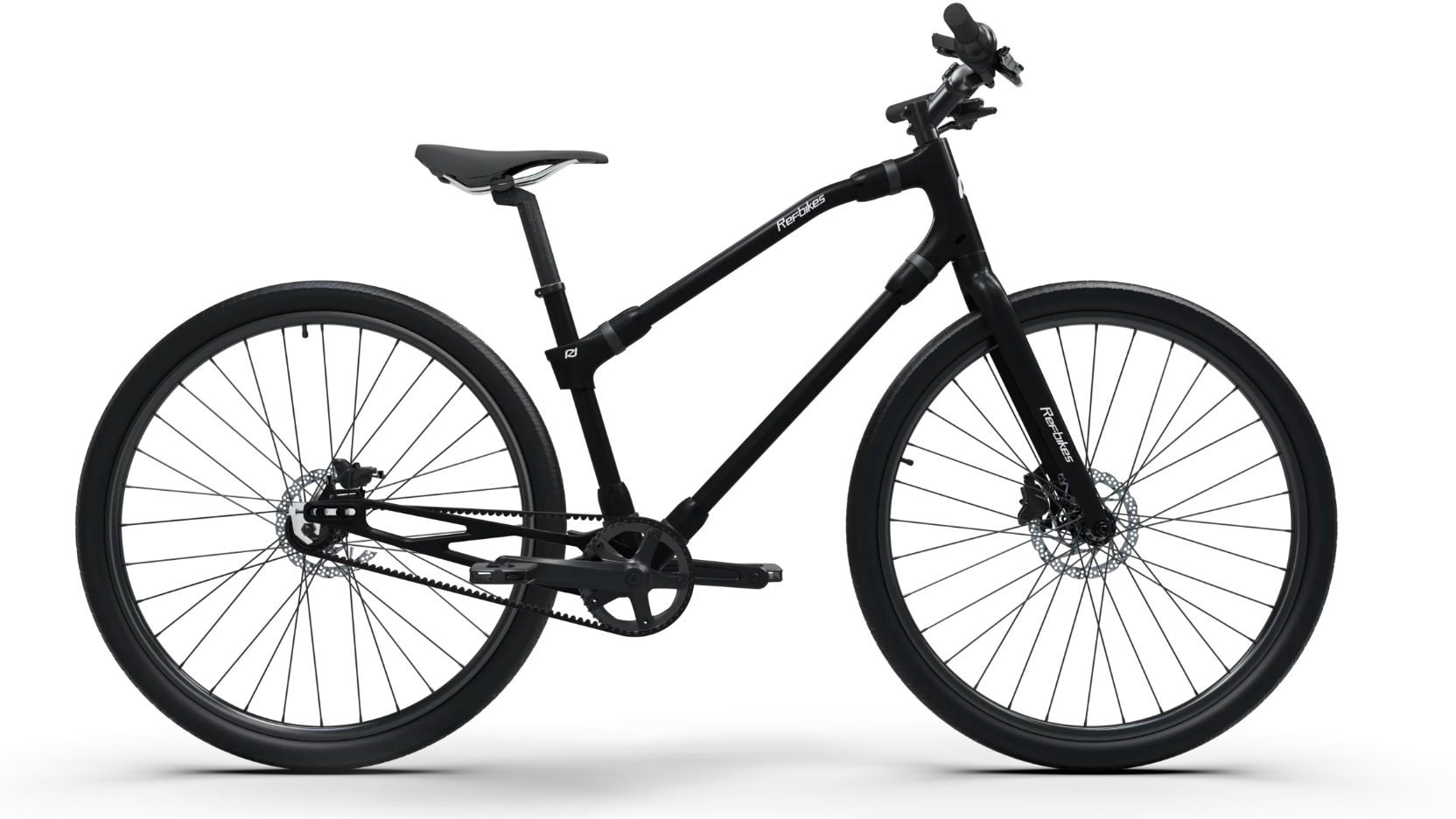 Classic black Ref Essential bike, ideal for riders seeking a combination of style, performance, and eco-friendliness.