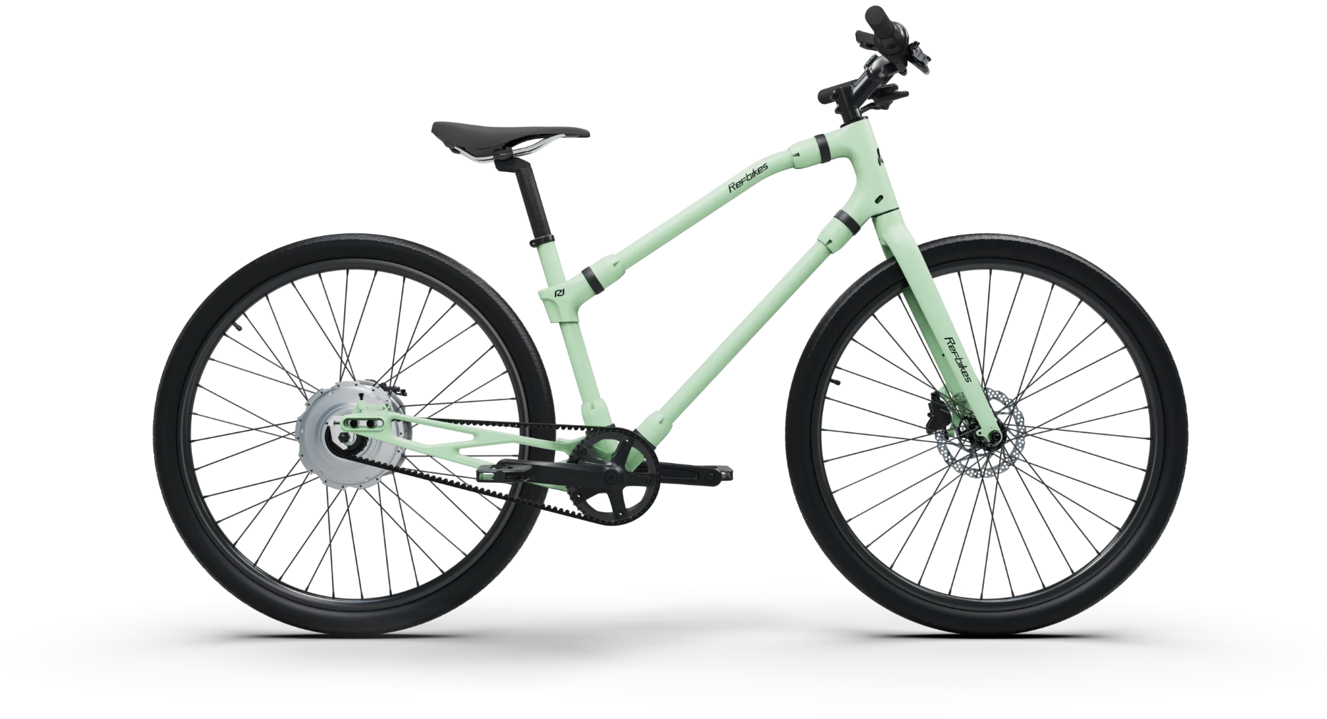 Mint green Essential Boost  bicycle on a clean background.