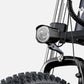 Zoomed-in view of Engwe X26 ebike's front LED headlight for increased visibility during night rides.