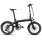 Sleek black Eole S electric folding bicycle with a clear view of the pedal assist system.