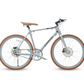 White VANPOWER City Vanture Ebike with tan tires and a leather saddle