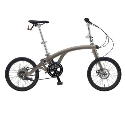 Iruka S foldable Ebike in taupe, displayed in an upright position with focus on design.