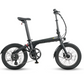 Side view of a black Eole X ebike unfolded and ready for an urban ride, showcasing its compact design and electric motor.