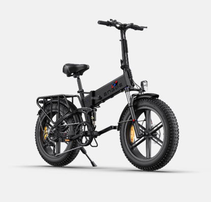 Side view of the black Engwe Engine X Ebike with its battery and folding frame.