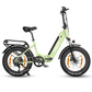 Eskute Star eBike in pastel green with fat tires for urban commuting.