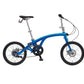 Vibrant blue Iruka C Ebike standing, with detailed view of gear system and chain