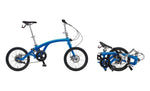 Vibrant blue Iruka C Ebike standing, with detailed view of gear system and chain