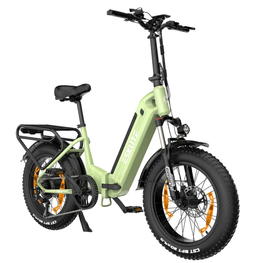 Side view of Eskute Star electric bike showcasing its compact design.