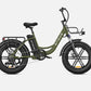 Engwe L20 electric bicycle in military green with a focus on its sleek design.
