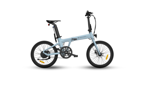 The ADO Air 20 Foldable Electric Bike in teal blue colour side view.