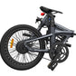 The Air 20 Folding E-bike folded for storage, rear view.