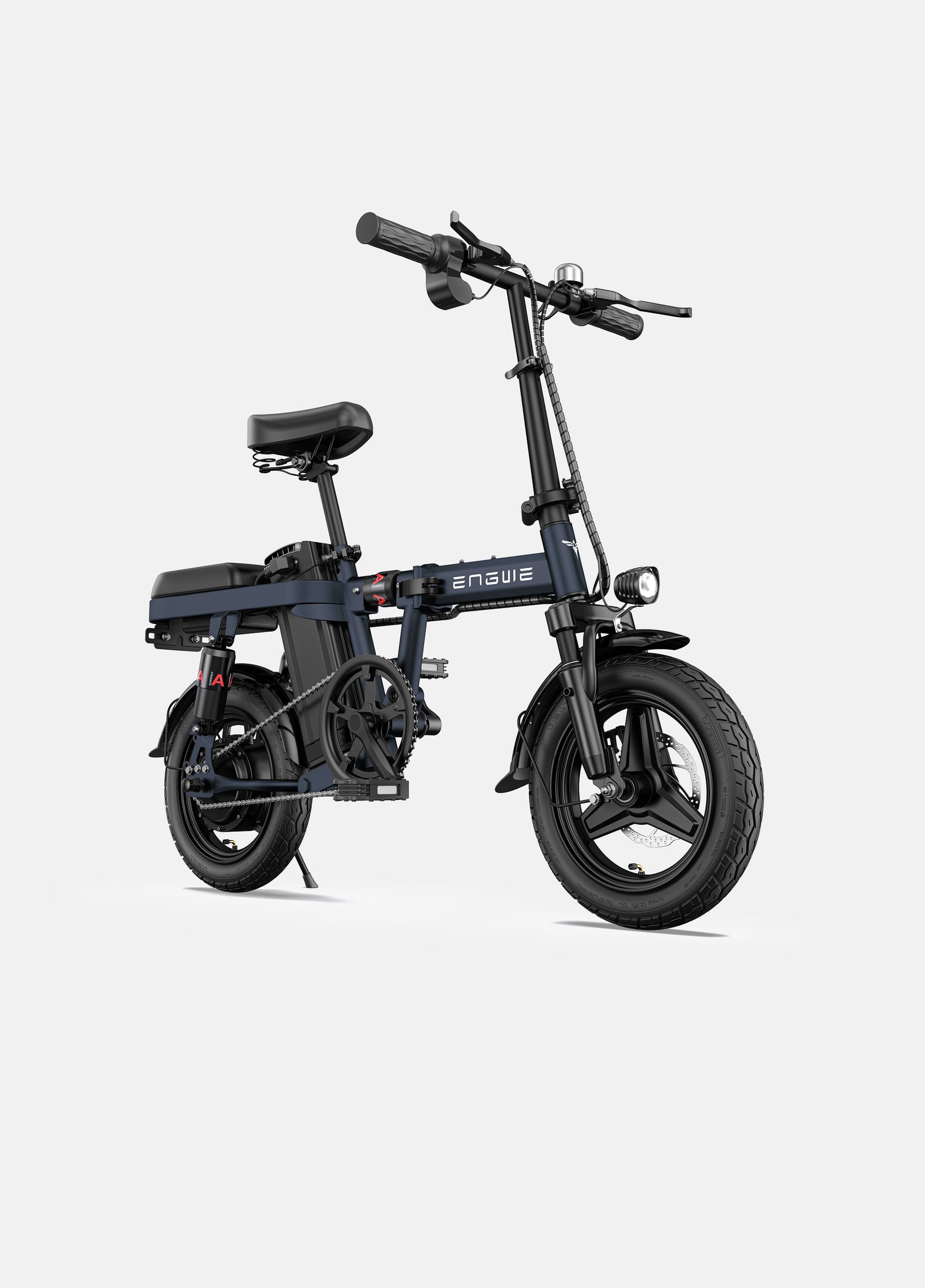 Blue Engwe T14 folding ebike, demonstrating the versatility and urban appeal of this modern electric bicycle.