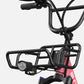 Detail shot of Engwe L20 eBike's handlebar and front basket in pink.