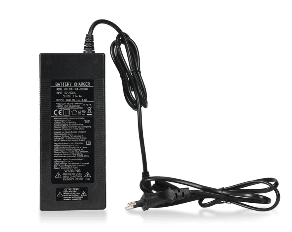 Eskute Polluno Pro electric bike battery charger with power cord.