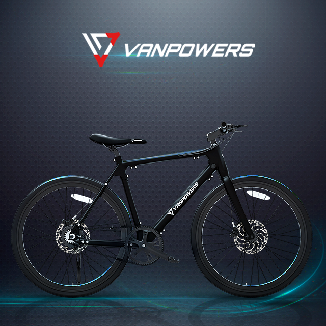 A showcase of the Vanpower City Vanture bike emphasising its slim and modern design.