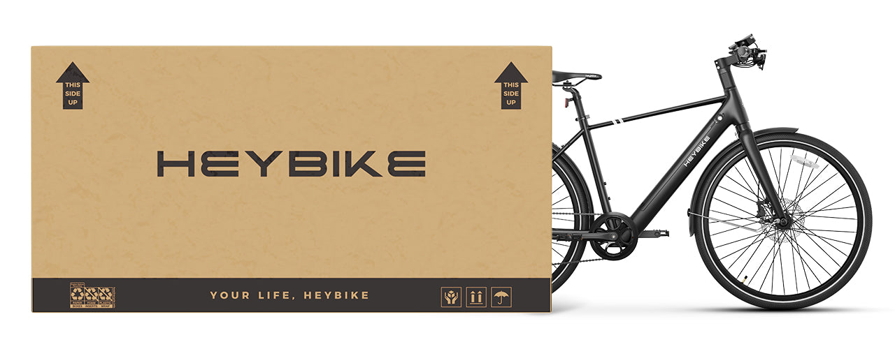 A Heybike E-Bike is unpacked from the box