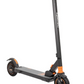 Full side view of the Kirin S1 Pro electric scooter in upright position with orange accents.