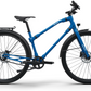 Bold blue Ref Urban bike side view, featuring a durable frame for efficient urban mobility.