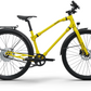 Ref Urban Boost electric bike in vivid yellow with sturdy black tires and sleek frame design.