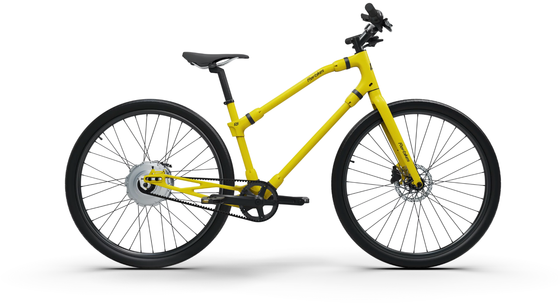 Vibrant yellow Essential Boost bike featuring a minimalist frame.