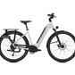 Side view of the Mica-G ebike featuring its clean white design, electric motor, and efficient battery pack.