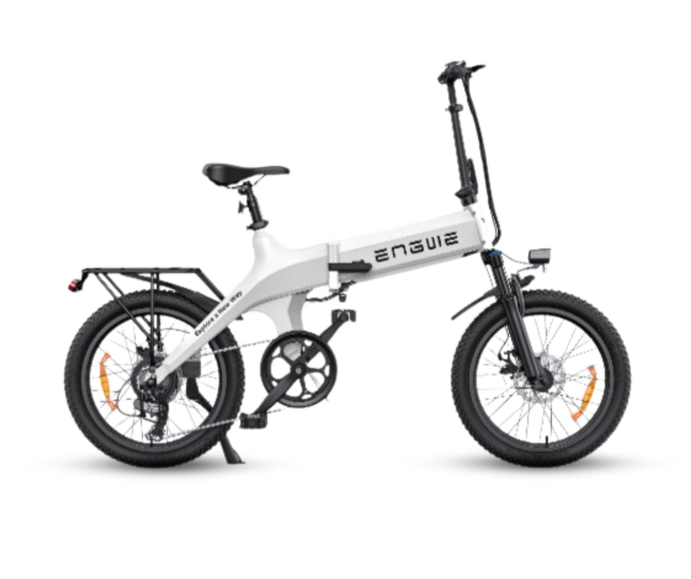 White Engwe C20 Pro electric bicycle with a step-through frame, side angle.