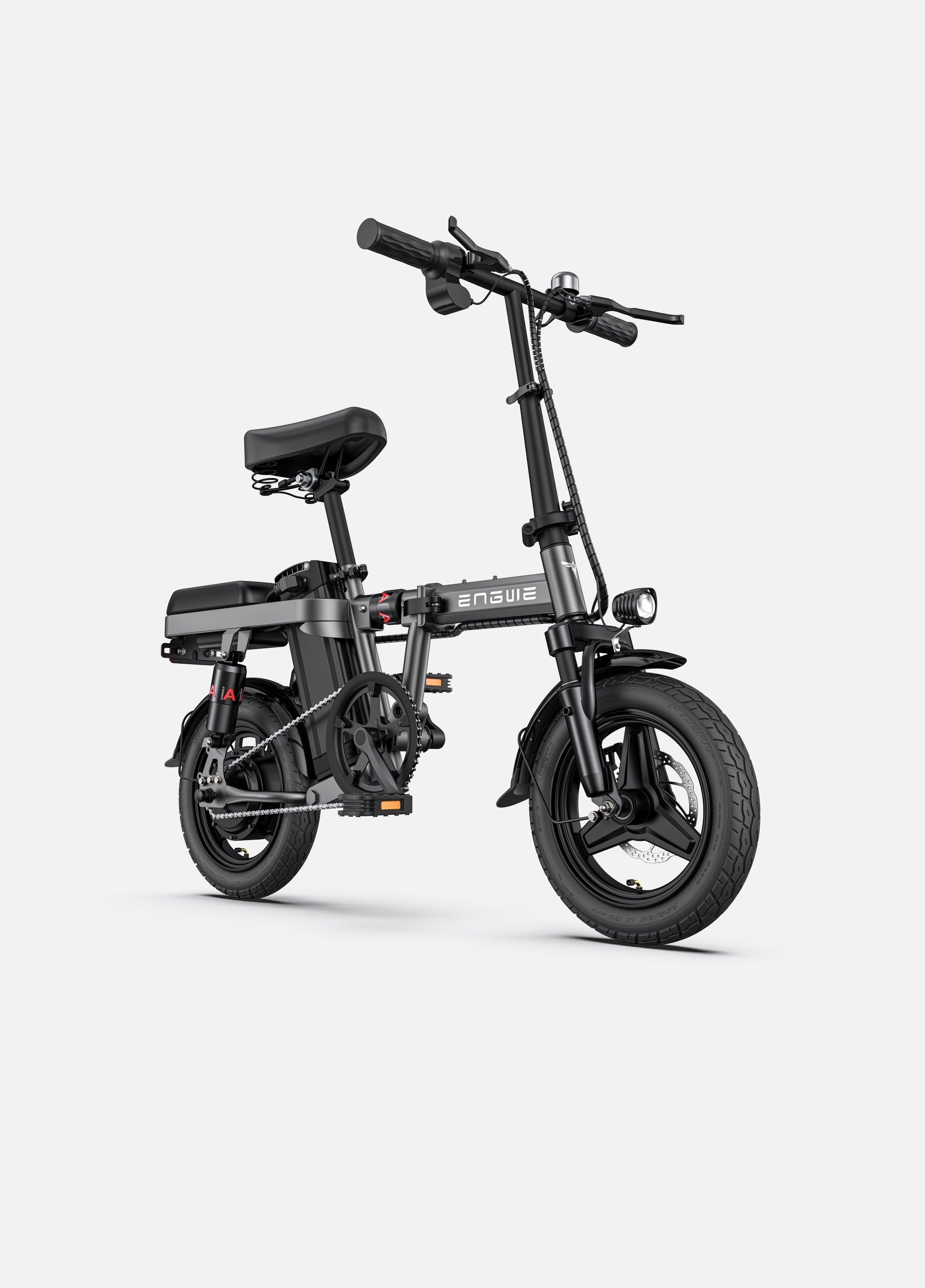 Grey Engwe T14 folding ebike, demonstrating the versatility and urban appeal of this modern electric bicycle.